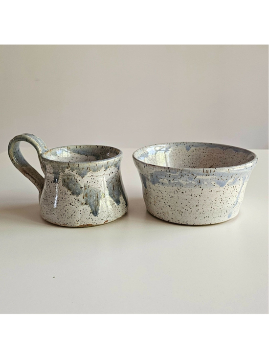 Studio Other - Signed Vintage Studio Pottery Soup Bowl & Mug Set Riveted Strap Handle